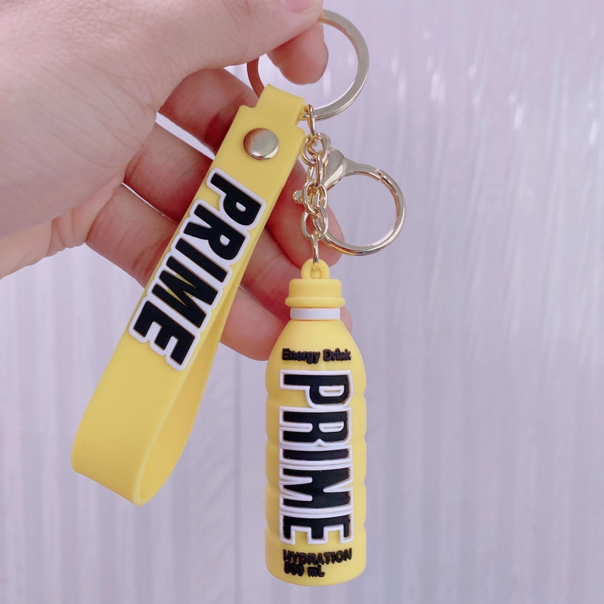 12 X Prime Drink Yellow Keychain - Bulk Bargain
