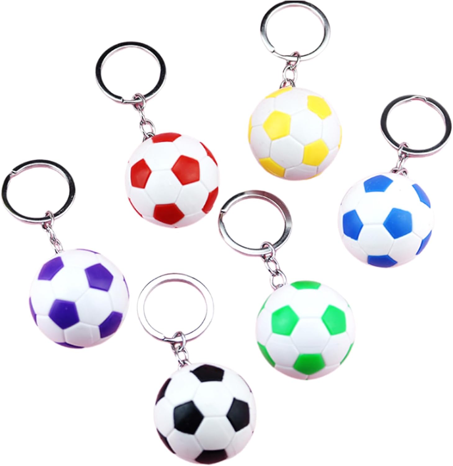 24 X FOOTBALL KEYCHAIN 6 ASSORTED COLOURS - Bulk Bargain