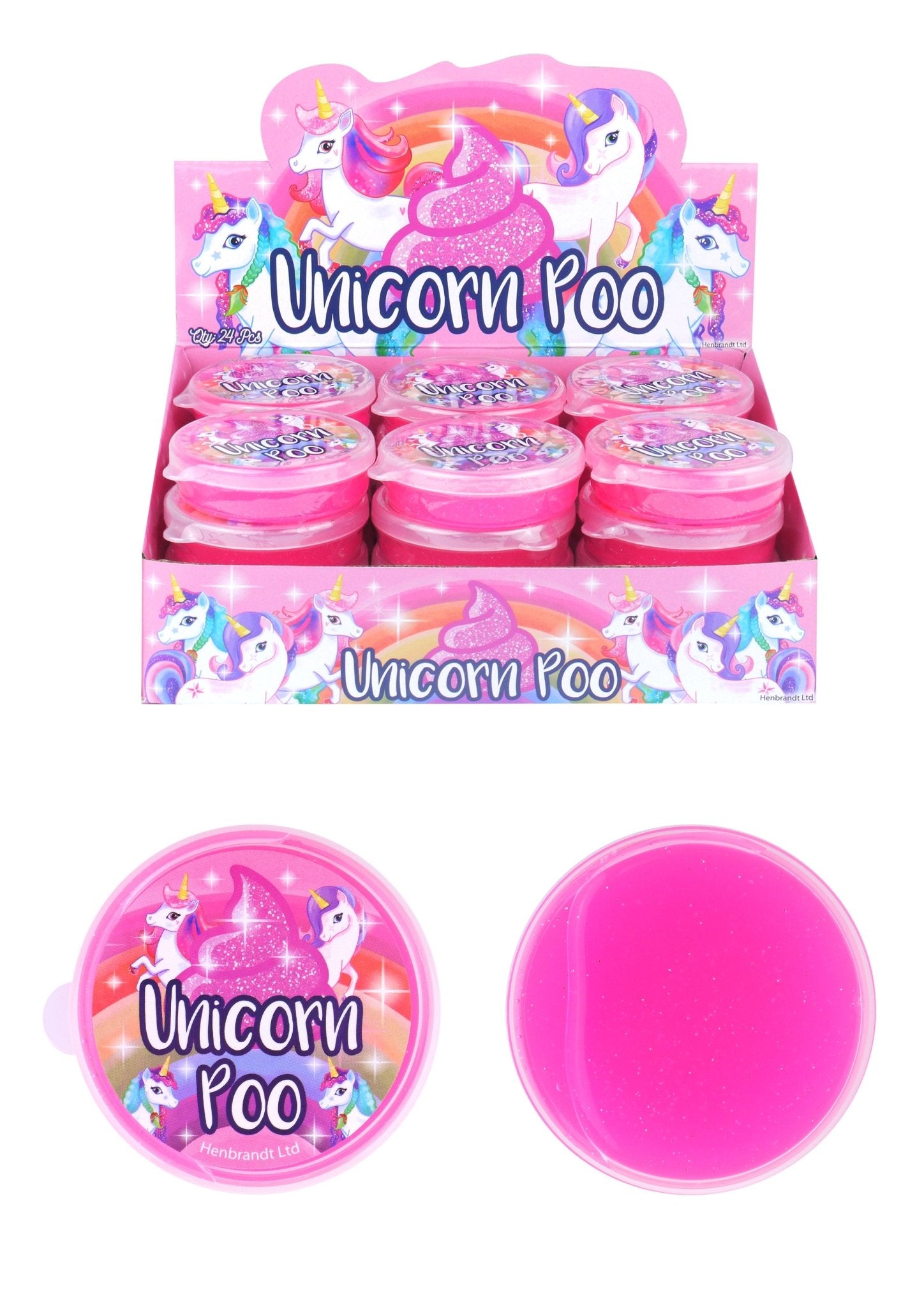 24 X Glitter Unicorn Poo Magic Slime Tubs (7cm x 2cm) - Bulk Bargain