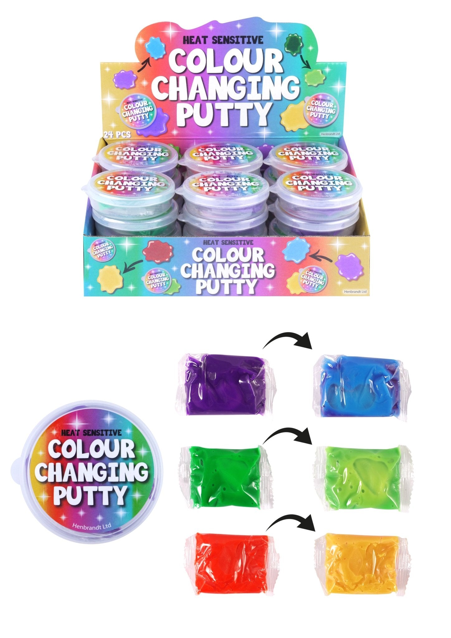 24 X Heat Sensitive Colour Changing Putty (4 Assorted Colours) - Bulk Bargain