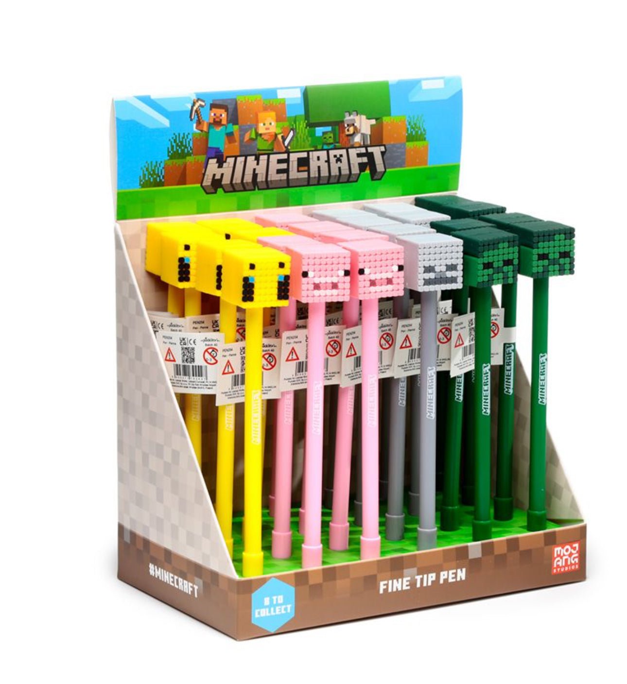 24 X MINECRAFT Topper Pen (Pig/Bee/Zombie/Skeleton) - Bulk Bargain