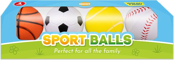 6 X Sports Balls 4 Pack - Bulk Bargain
